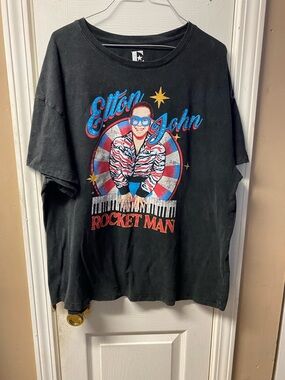 Elton John Rocket Man Graphic Tee - Black